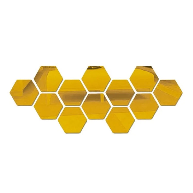 6/12pcs 3D Hexagon Mirror Wall Sticker Rose Gold DIY TV Background Living Room Stickers Wall Decor Bedroom Bathroom Home Decor - Zecs shopping