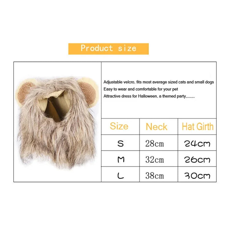 New Cute Funny Pets Clothes Cap Cute Cat Wig Lion Mane Costume Cosplay Kitten Dog Hat with Ears Fancy Party Supplies - Zecs shopping