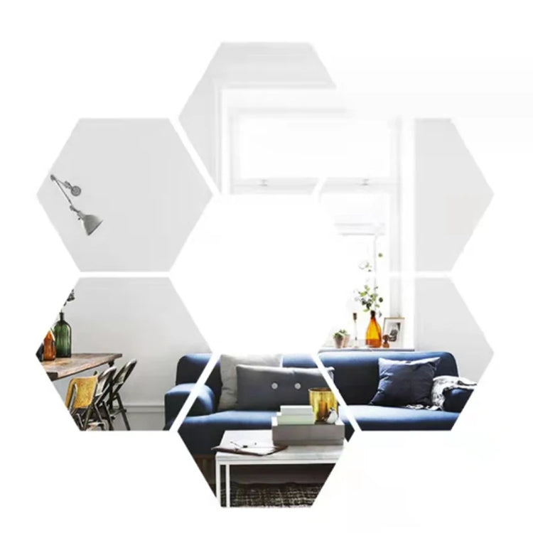 6/12pcs 3D Hexagon Mirror Wall Sticker Rose Gold DIY TV Background Living Room Stickers Wall Decor Bedroom Bathroom Home Decor - Zecs shopping
