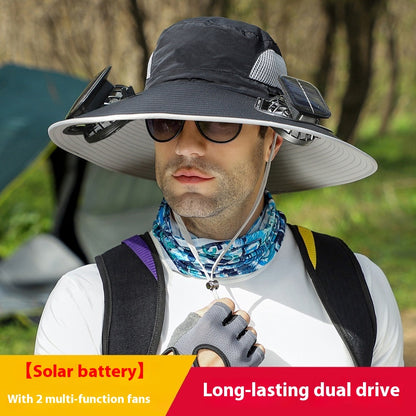 Solar Fan Sun Hat – Wide Brim USB Rechargeable Cooling Outdoor Hat