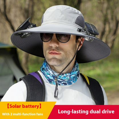 Solar Fan Sun Hat – Wide Brim USB Rechargeable Cooling Outdoor Hat