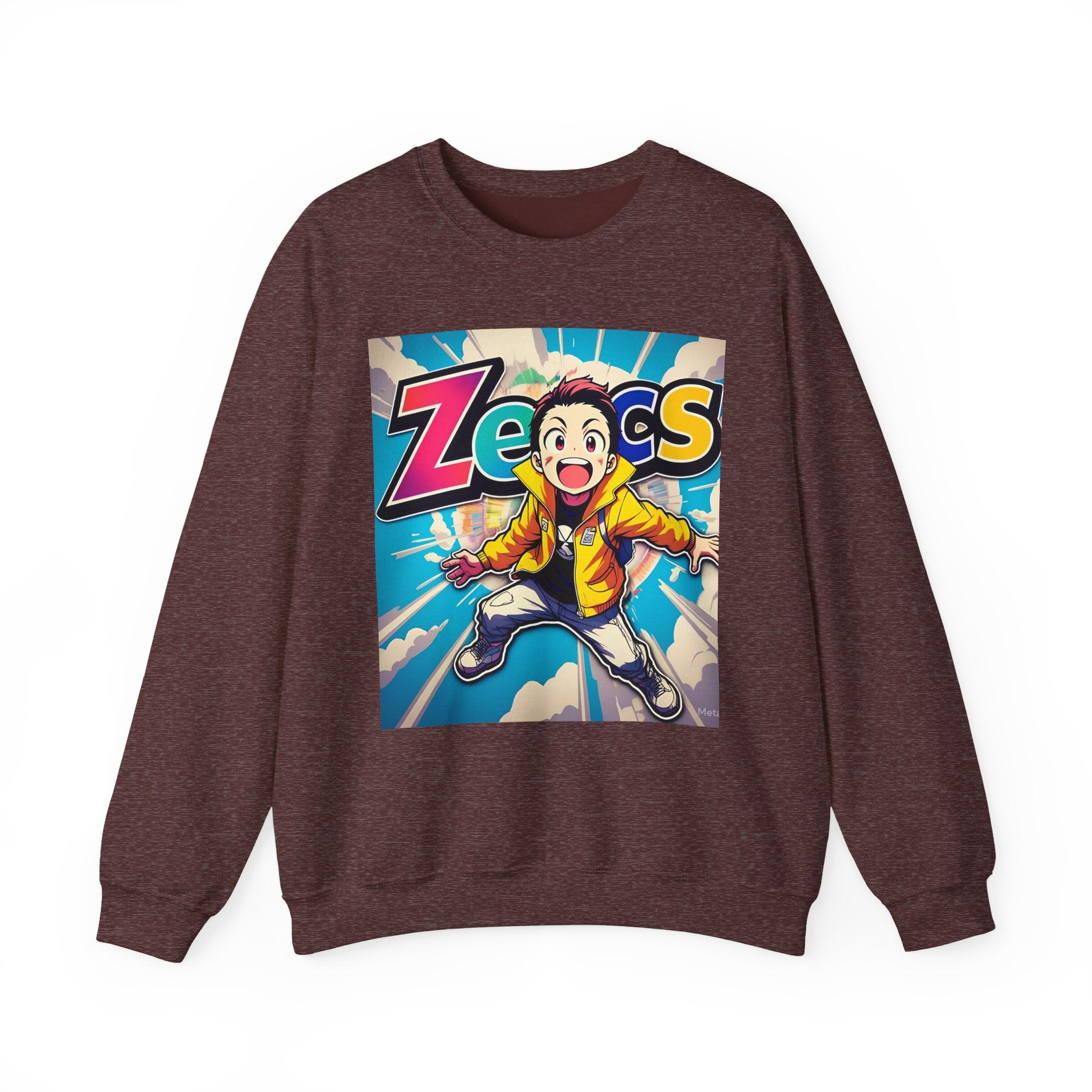Zecs Happy Anime Crewneck - Cozy Unisex Sweatshirt for Ultimate Comfort & Cheer - Zecs shopping