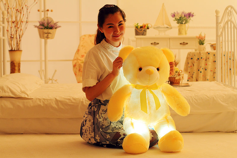 Creative Light Up LED Teddy Bear Stuffed Animals Plush Toy Colorful Glowing Christmas Gift For Kids Pillow - Zecs shopping