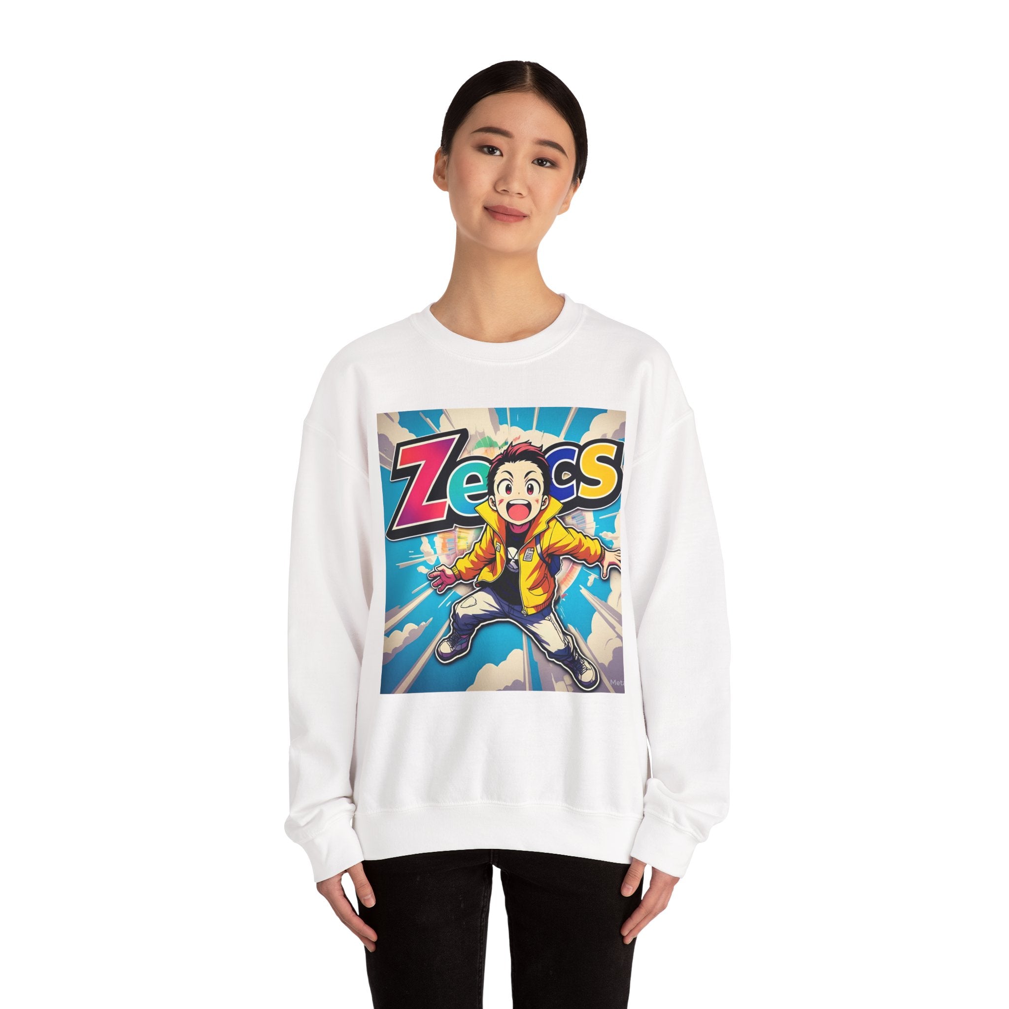 Zecs Happy Anime Crewneck - Cozy Unisex Sweatshirt for Ultimate Comfort & Cheer - Zecs shopping