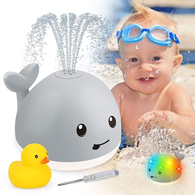 Baby Cute Cartoon Whale Floating Spraying Water Bath Toys With Light Music LED Light Baby Toys - Zecs shopping