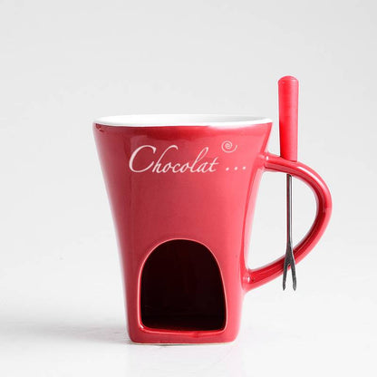Mini Fondue Mug Set – Personal Chocolate & Cheese Fondue Warmer Cup