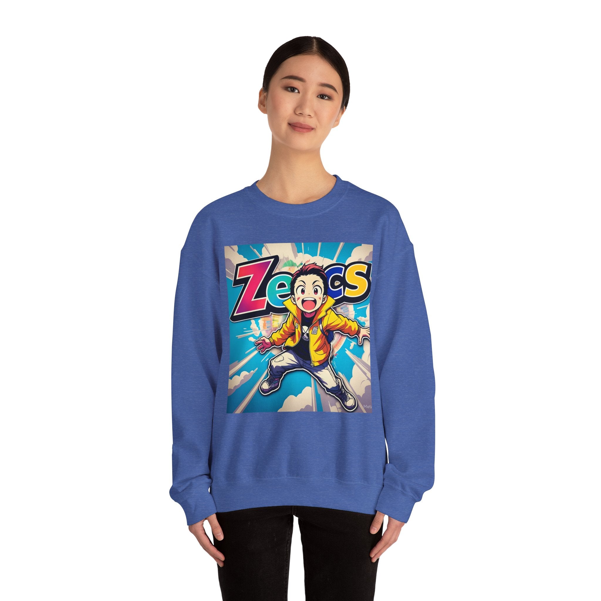 Zecs Happy Anime Crewneck - Cozy Unisex Sweatshirt for Ultimate Comfort & Cheer - Zecs shopping