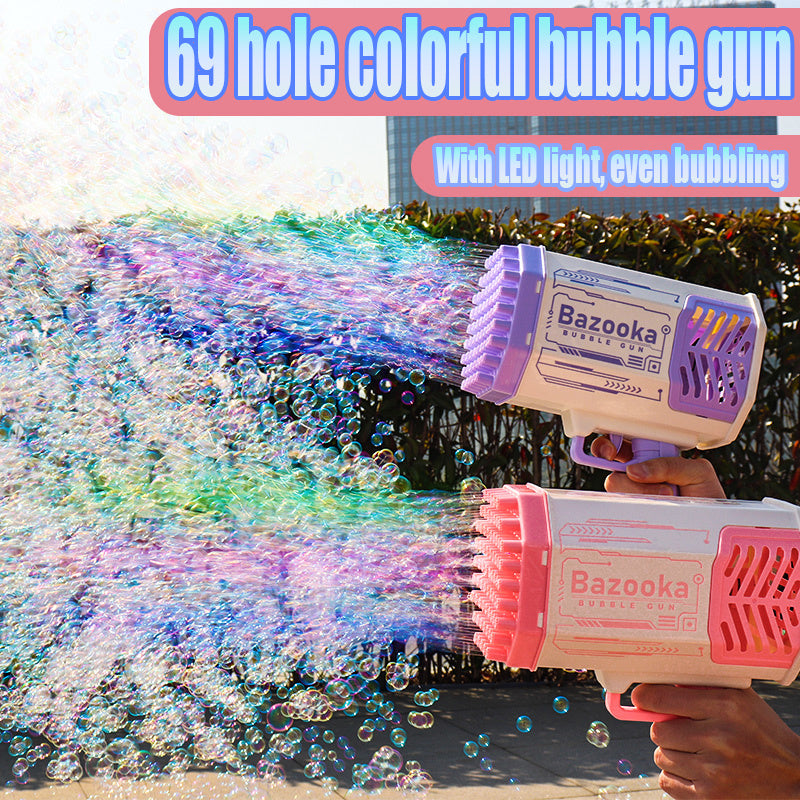 Bubble Rocket Launcher – 69-Hole Bubble Gun Machine with Lights for Kids 🎉🫧 - Zecs shopping