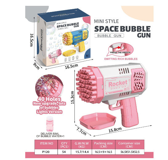 Bubble Rocket Launcher – 69-Hole Bubble Gun Machine with Lights for Kids 🎉🫧 - Zecs shopping