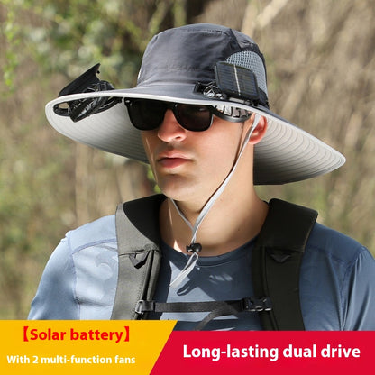 Solar Fan Sun Hat – Wide Brim USB Rechargeable Cooling Outdoor Hat