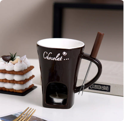 Mini Fondue Mug Set – Personal Chocolate & Cheese Fondue Warmer Cup