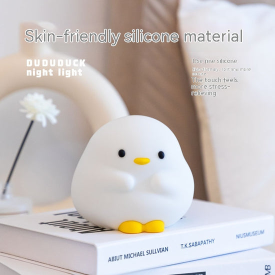 Cute Duck LED Night Lamp – USB Rechargeable Silicone Touch Bedside Light