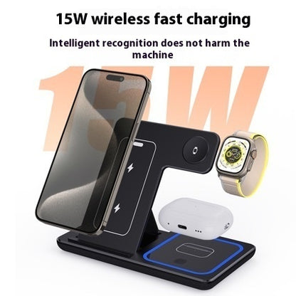 3-in-1 Foldable Wireless Charging Station – 15W Fast Charger for iPhone, AirPods & iWatch