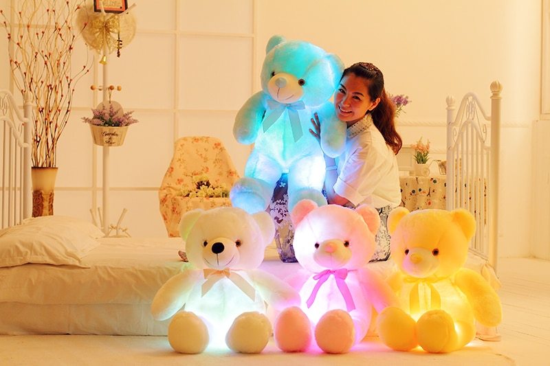 Creative Light Up LED Teddy Bear Stuffed Animals Plush Toy Colorful Glowing Christmas Gift For Kids Pillow - Zecs shopping
