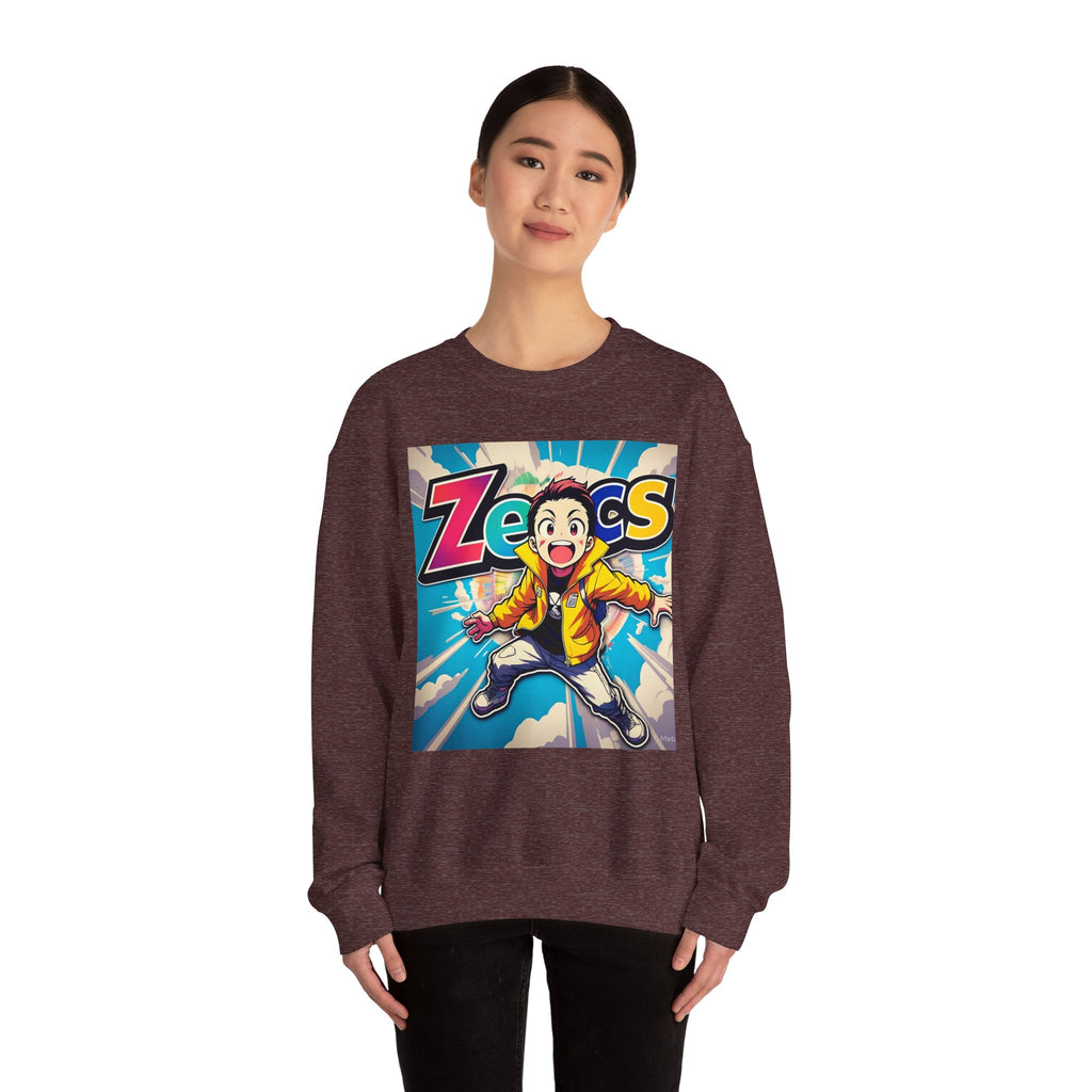Zecs Happy Anime Crewneck - Cozy Unisex Sweatshirt for Ultimate Comfort & Cheer - Zecs shopping