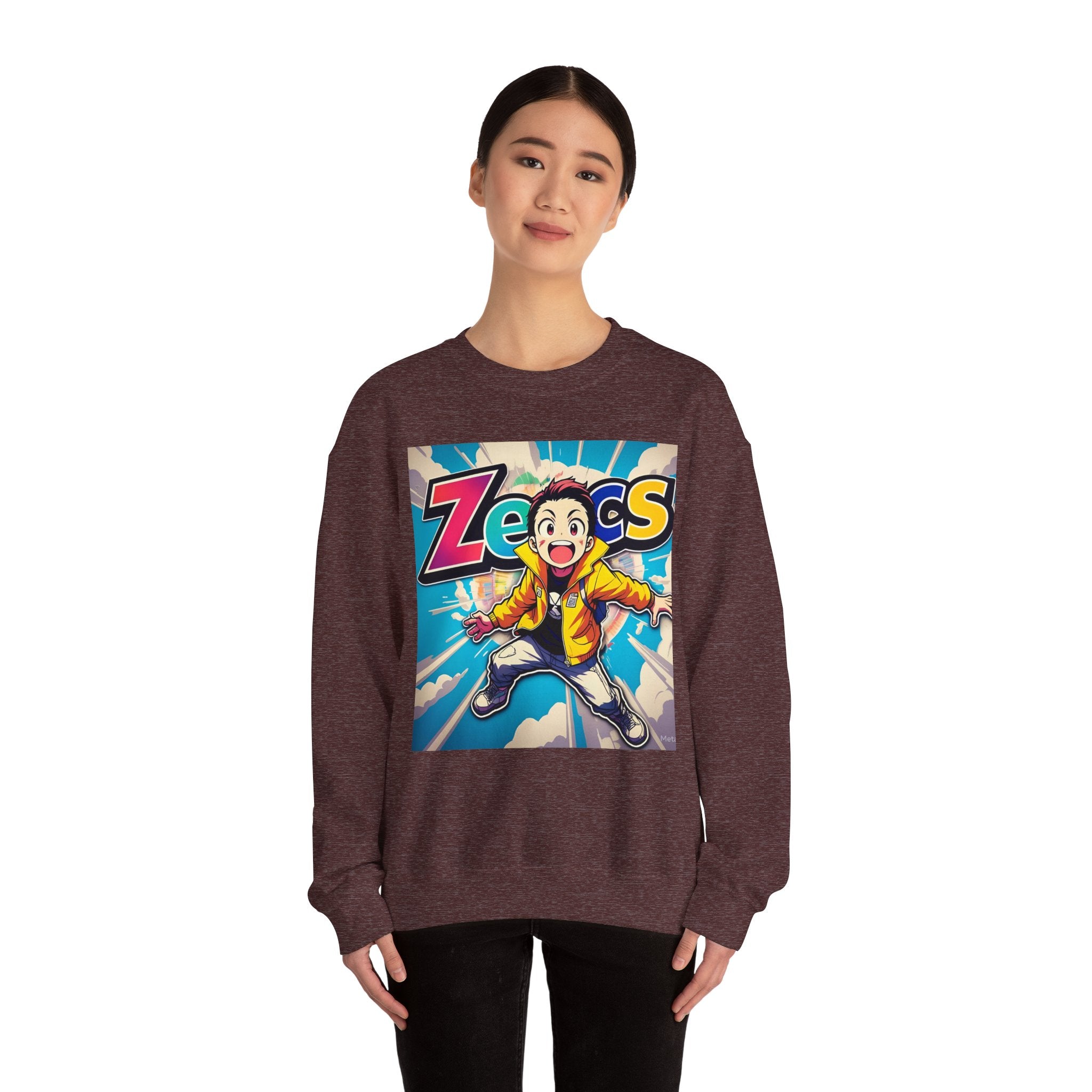 Zecs Happy Anime Crewneck - Cozy Unisex Sweatshirt for Ultimate Comfort & Cheer - Zecs shopping