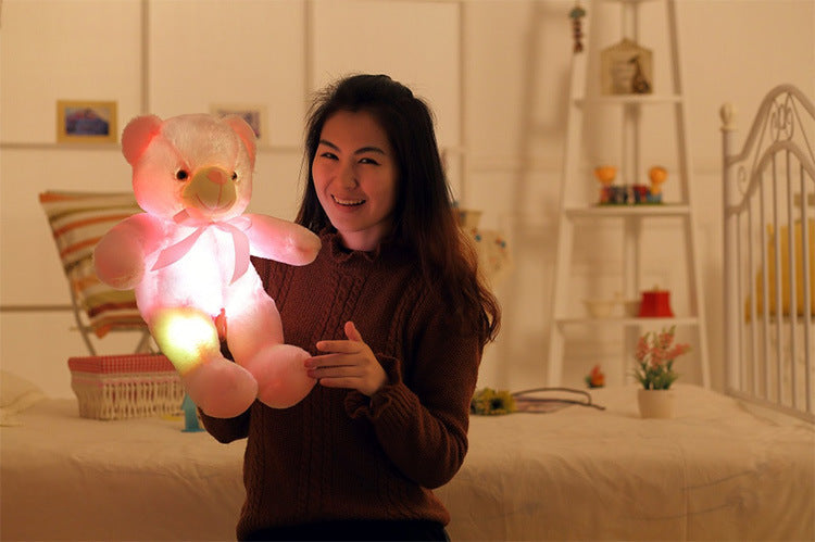 Creative Light Up LED Teddy Bear Stuffed Animals Plush Toy Colorful Glowing Christmas Gift For Kids Pillow - Zecs shopping