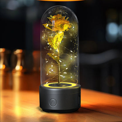 2-in-1 Rose LED Night Light & Bluetooth Speaker – Glass Dome Romantic Gift