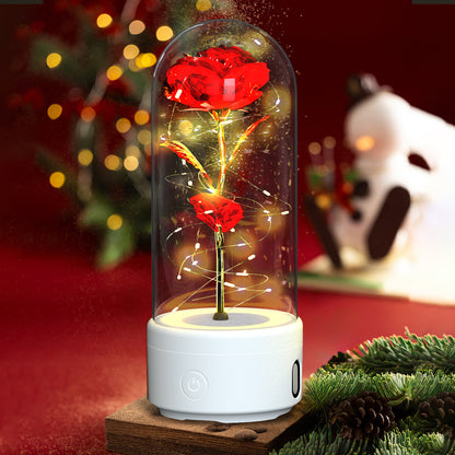 2-in-1 Rose LED Night Light & Bluetooth Speaker – Glass Dome Romantic Gift