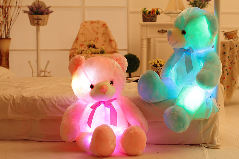 Creative Light Up LED Teddy Bear Stuffed Animals Plush Toy Colorful Glowing Christmas Gift For Kids Pillow - Zecs shopping
