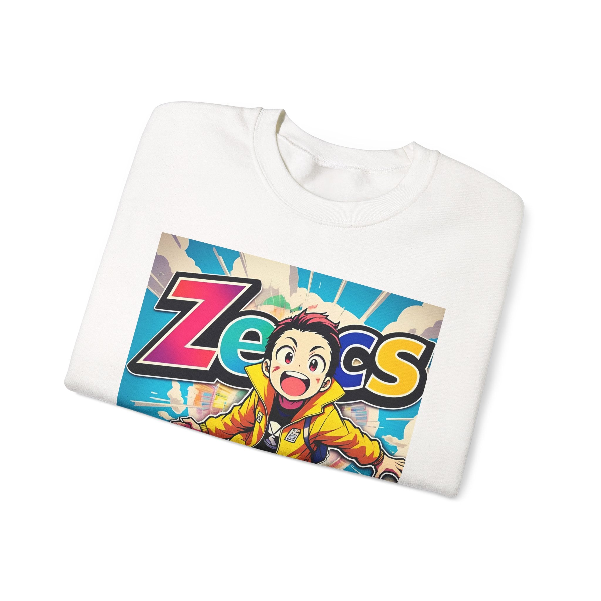 Zecs Happy Anime Crewneck - Cozy Unisex Sweatshirt for Ultimate Comfort & Cheer - Zecs shopping