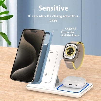 3-in-1 Foldable Wireless Charging Station – 15W Fast Charger for iPhone, AirPods & iWatch
