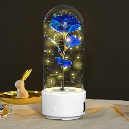 2-in-1 Rose LED Night Light & Bluetooth Speaker – Glass Dome Romantic Gift
