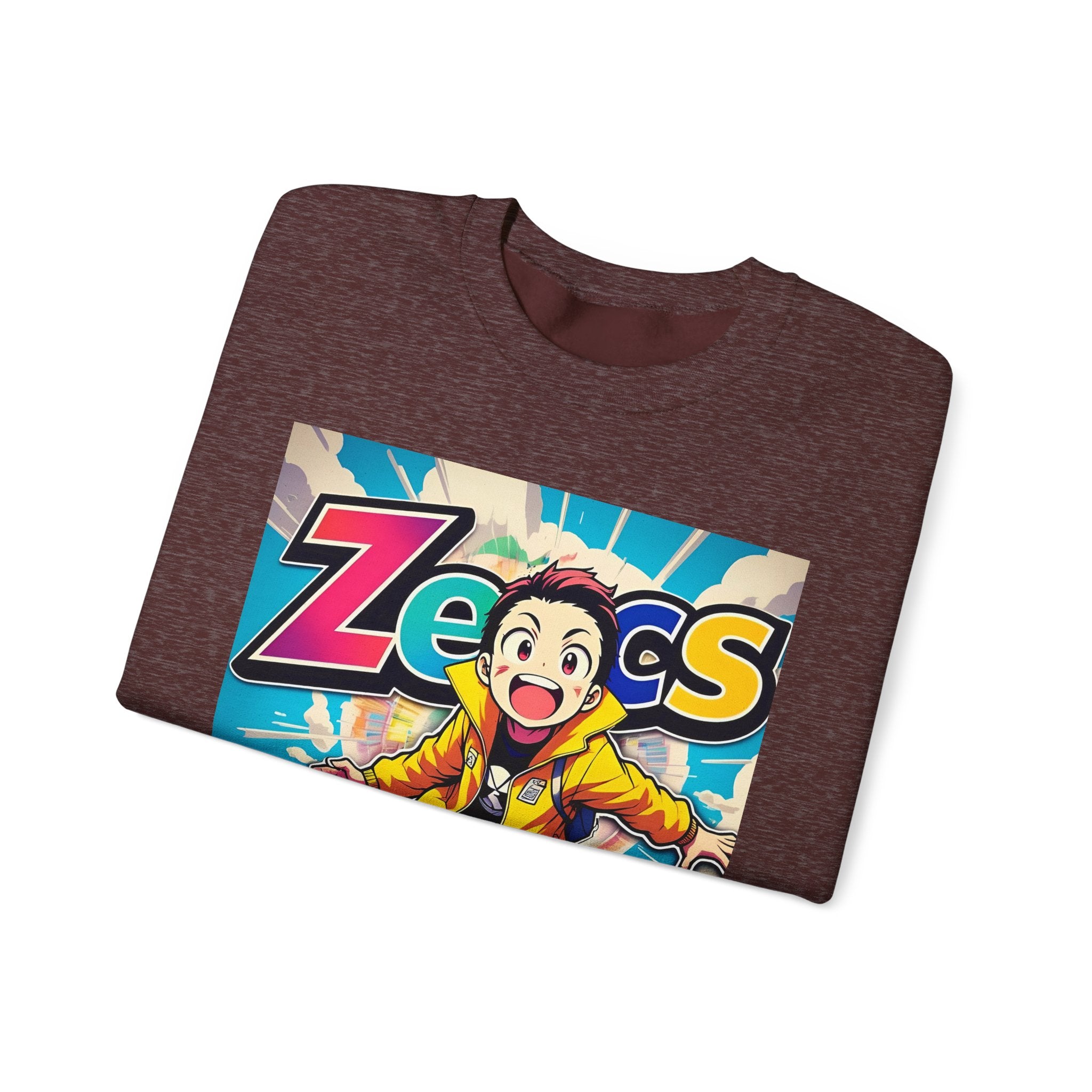 Zecs Happy Anime Crewneck - Cozy Unisex Sweatshirt for Ultimate Comfort & Cheer - Zecs shopping