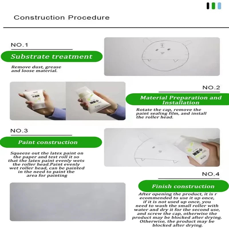 g White Pink Wall Small Roller Brush Paint Interior Wall Repair Household Wall Graffiti Repair Environmental Protection Paint