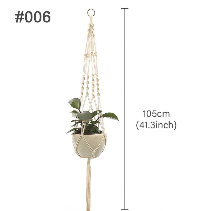 Hanging Plant Handmade Macrame Plant Hanger Flower Pot Planter Hanger Wall Decor Courtyard Garden Hanging Planter Hanging Basket - Zecs shopping