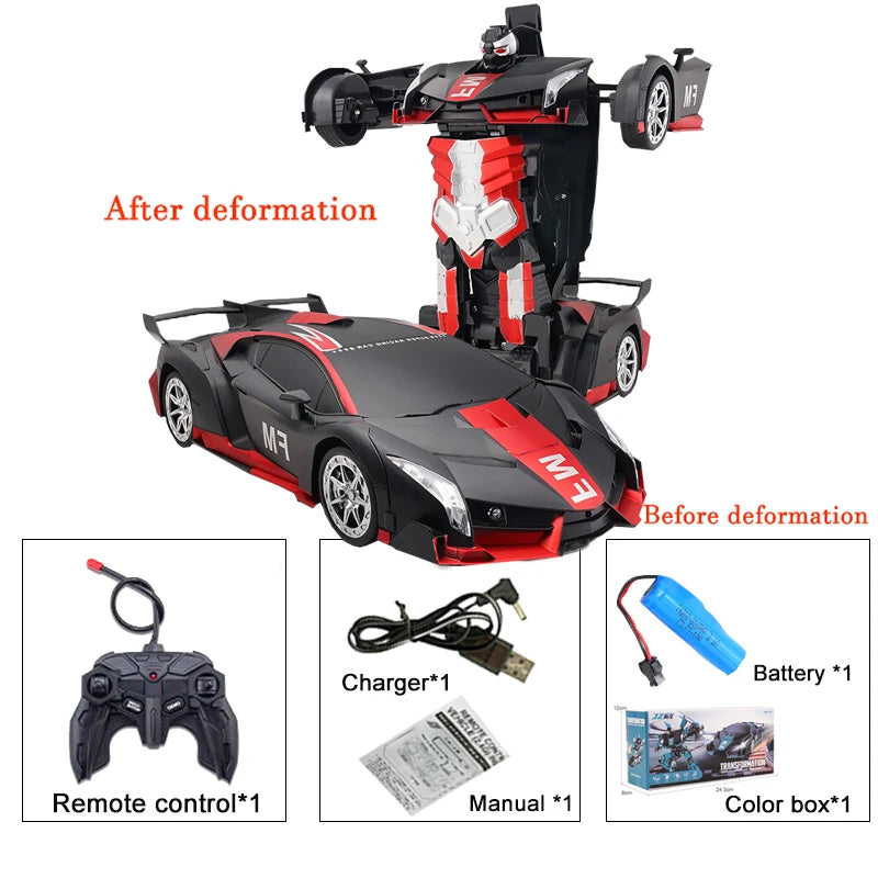-in- RC Car Robot Electric Remote Control Transforming Sports Car for Kids