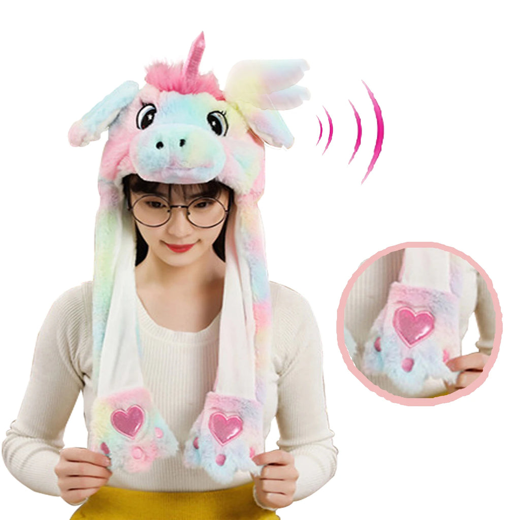 Unicorn Plush Ear Hat Jumping Bunny Ears Fun Dress-Up Toy for Kids & Adults