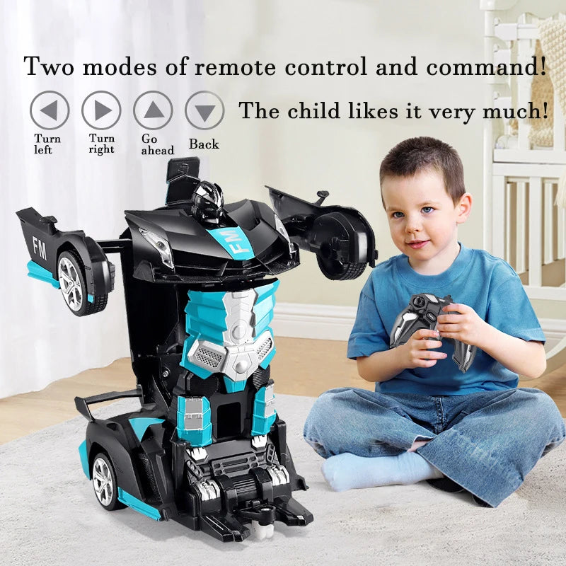 -in- RC Car Robot Electric Remote Control Transforming Sports Car for Kids