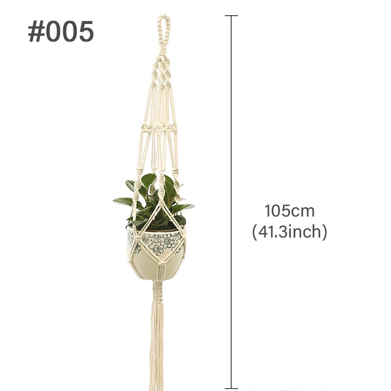 Hanging Plant Handmade Macrame Plant Hanger Flower Pot Planter Hanger Wall Decor Courtyard Garden Hanging Planter Hanging Basket - Zecs shopping