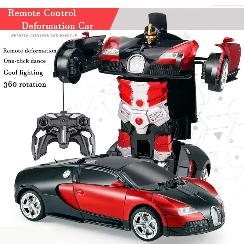 -in- RC Car Robot Electric Remote Control Transforming Sports Car for Kids