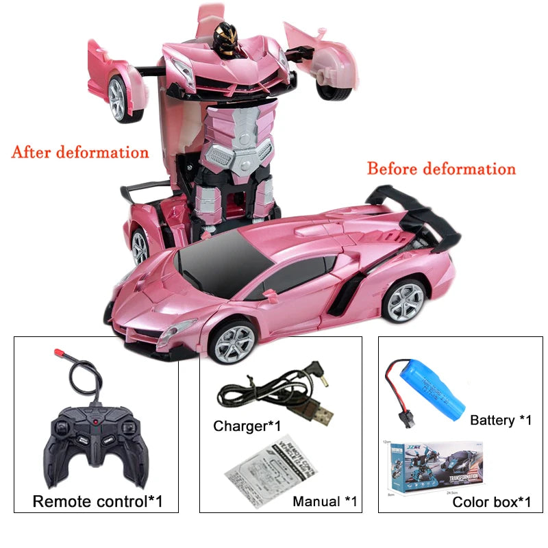 -in- RC Car Robot Electric Remote Control Transforming Sports Car for Kids