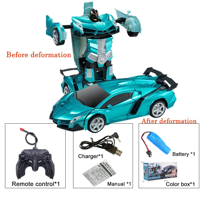 -in- RC Car Robot Electric Remote Control Transforming Sports Car for Kids