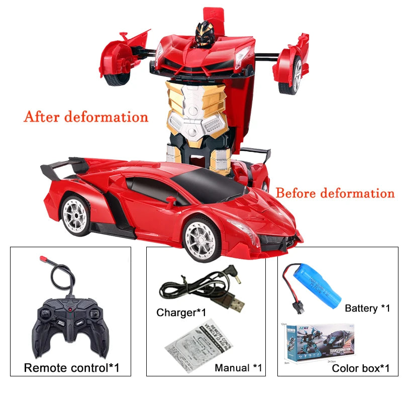 -in- RC Car Robot Electric Remote Control Transforming Sports Car for Kids