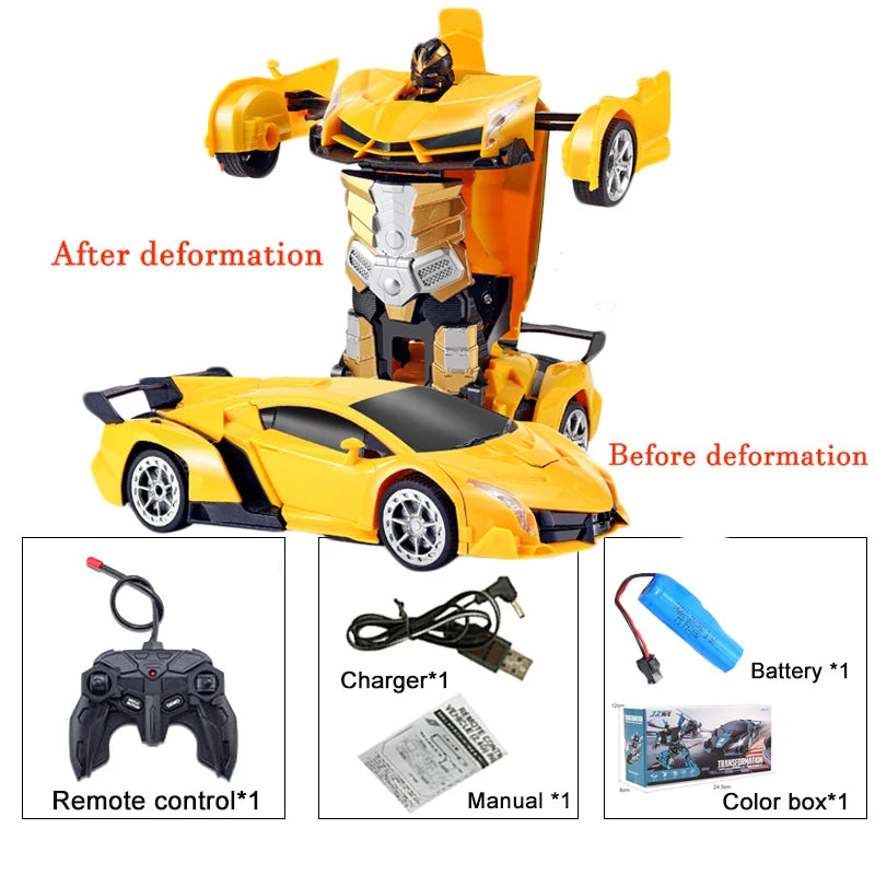-in- RC Car Robot Electric Remote Control Transforming Sports Car for Kids