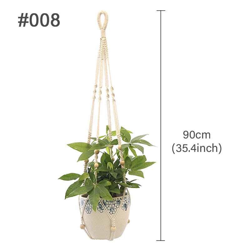 Hanging Plant Handmade Macrame Plant Hanger Flower Pot Planter Hanger Wall Decor Courtyard Garden Hanging Planter Hanging Basket - Zecs shopping