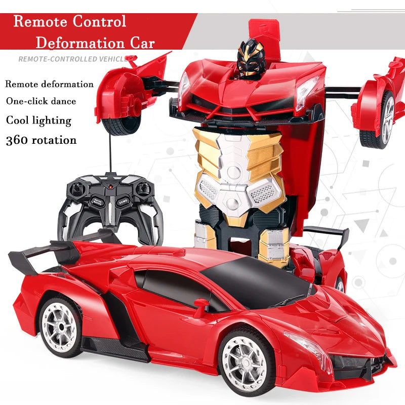 -in- RC Car Robot Electric Remote Control Transforming Sports Car for Kids