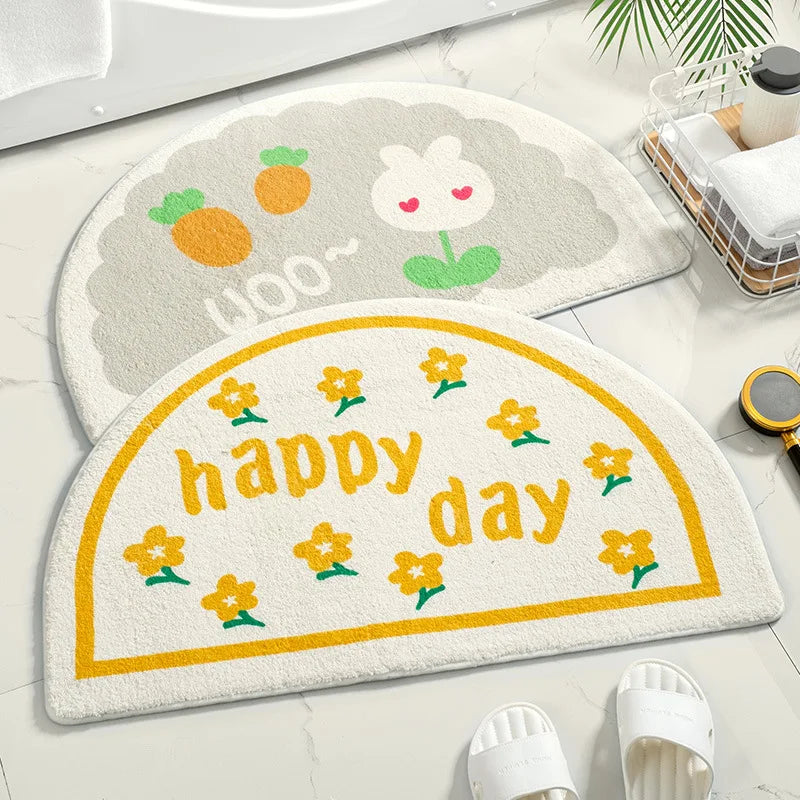 Soft Floor Mats Small Fresh Text Flowers Rugs Home Entrance Carpet Bedroom Toilet Bathroom Door Absorbent Non-Slip Foot Pad - Zecs shopping