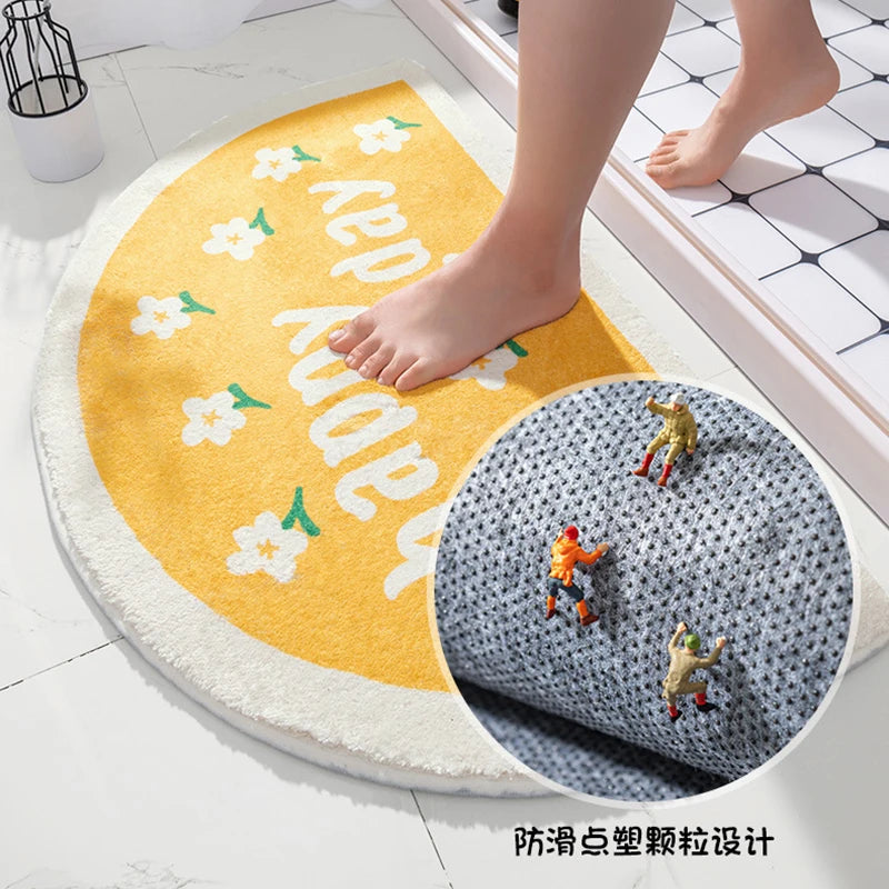 Soft Floor Mats Small Fresh Text Flowers Rugs Home Entrance Carpet Bedroom Toilet Bathroom Door Absorbent Non-Slip Foot Pad - Zecs shopping