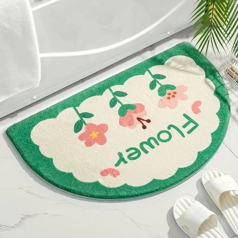 Soft Floor Mats Small Fresh Text Flowers Rugs Home Entrance Carpet Bedroom Toilet Bathroom Door Absorbent Non-Slip Foot Pad - Zecs shopping