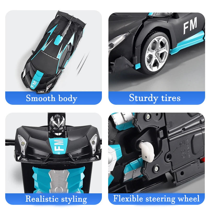 -in- RC Car Robot Electric Remote Control Transforming Sports Car for Kids