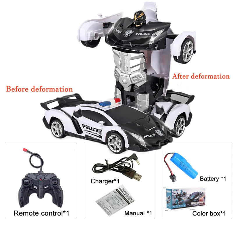 -in- RC Car Robot Electric Remote Control Transforming Sports Car for Kids