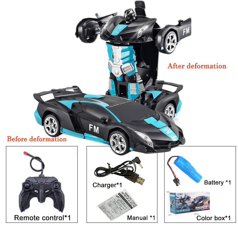 -in- RC Car Robot Electric Remote Control Transforming Sports Car for Kids