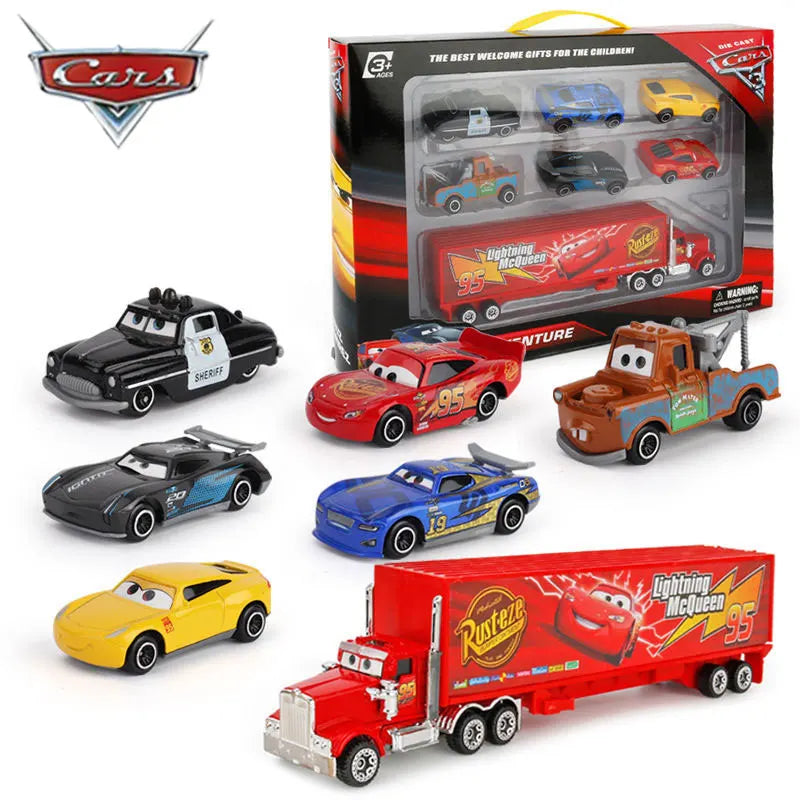 Disney Pixar Cars Diecast Set Lightning McQueen Jackson Storm & Truck Models