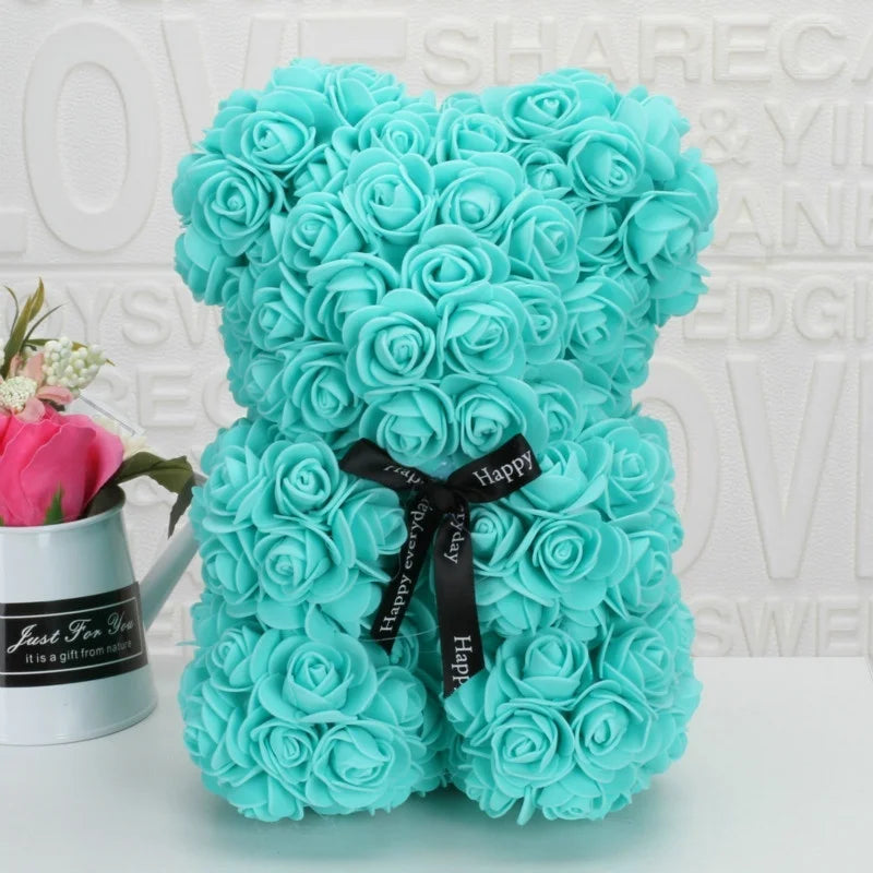 Romantic Valentine's DayCreative Eternal Flower Rose Bear Christmas Gift Rose Bear Hug Bear Wedding  Flower Decoration Gift - Zecs shopping
