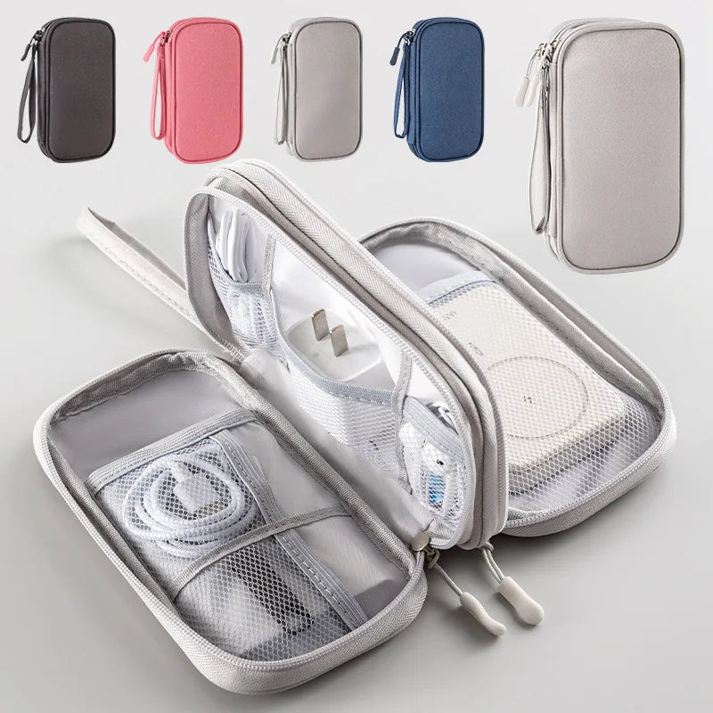 Portable Double Layer Travel Portable Digital Product Storage Bag USB Data Cable Manager Earphones Mobile Power Storage Bag pcs
